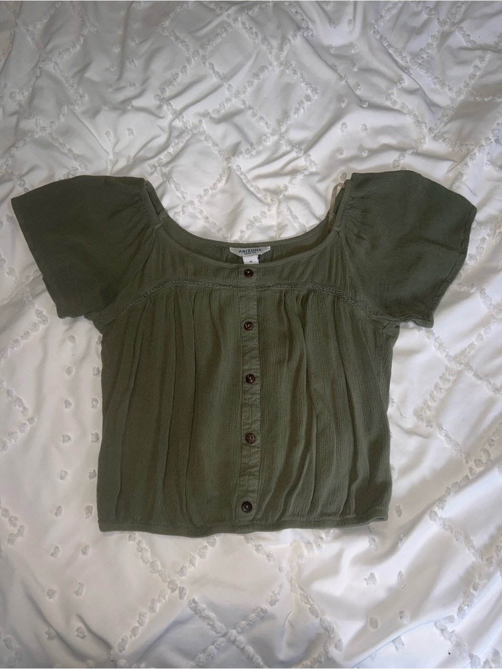 Arizona Jean Co. Olive Green Peasant Top Women’s Size XS | Boho Y2K Fall